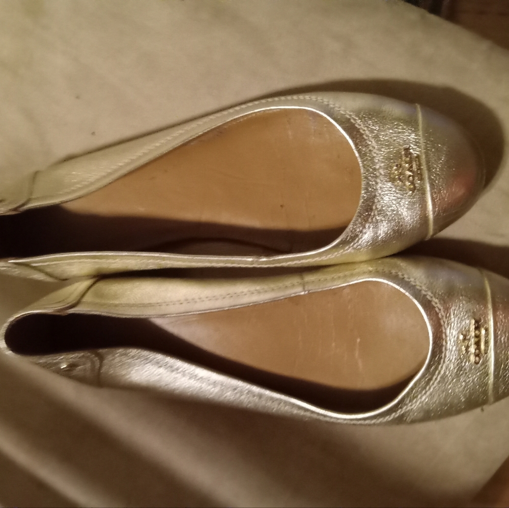 Coach gold flats size 8